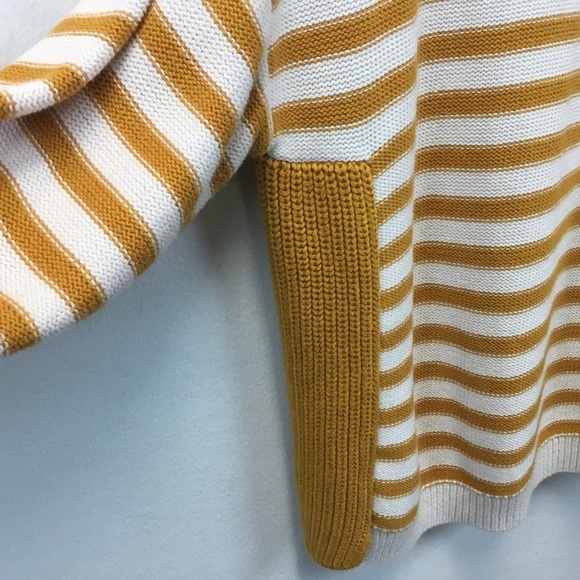 Calvin Klein Jeans Striped Mustard Yellow and White Knit Sweater - Picture 6 of 9